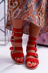 Dámske sandále na stĺpe gladiátorov Red Nella