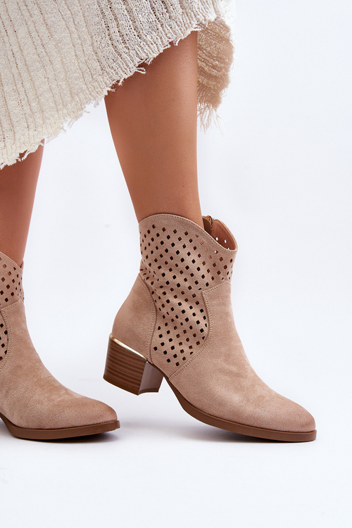 Bežové členkové topánky s nízkym opätkom Cilvana