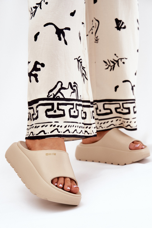 Dámske Pěnové Sandále Na Platforme Big Star RR274A569 Béžové