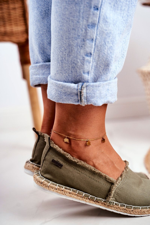 Dámské Espadrilky Pletená Podešev Khaki Zelená Big Star DD274760