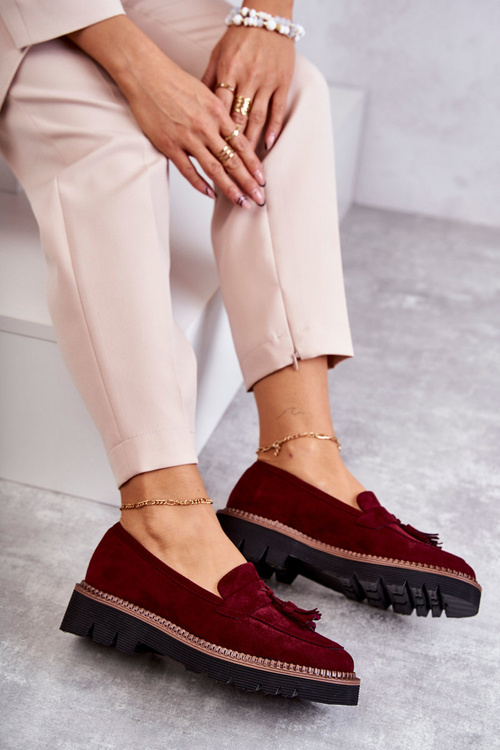 Dámské semišové boty na platformě Burgundsko Unni