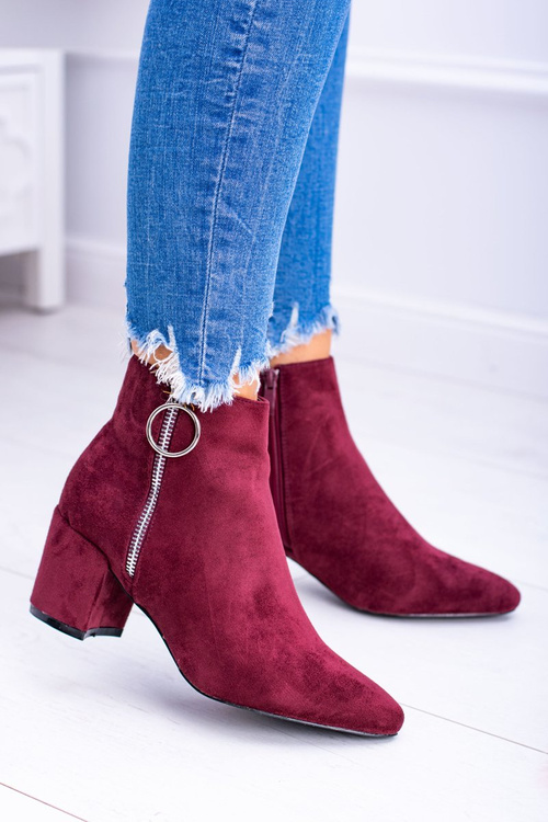 burgundské semišové boty na špičkách Jonnes