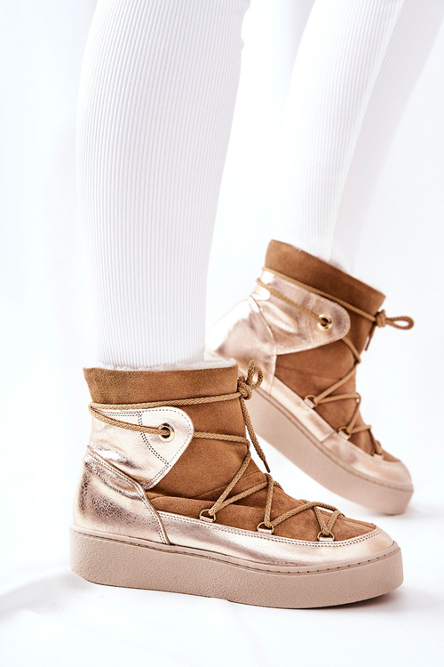 Zateplené Semišové Sněhule Camel Clarem