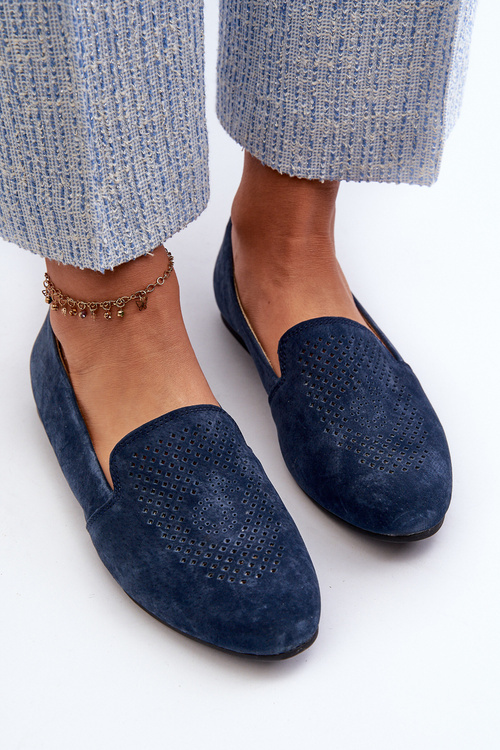 Semišové Pohodlné Mokasíny Modré Giovana