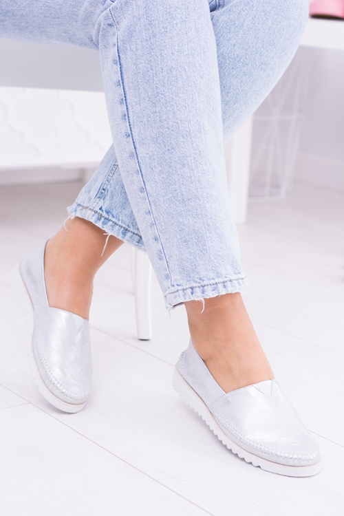 Dámské stříbrné kožené boty Frela