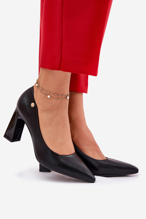 Elegantné Lodičky Na Blokovom Opätku Vinceza 62221 Čierne