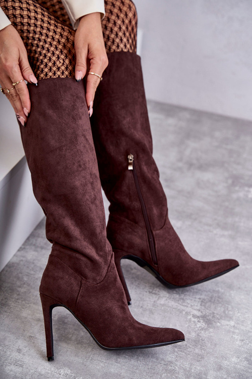 Klasické Semišové černé Boty Na Hnědý Ameya