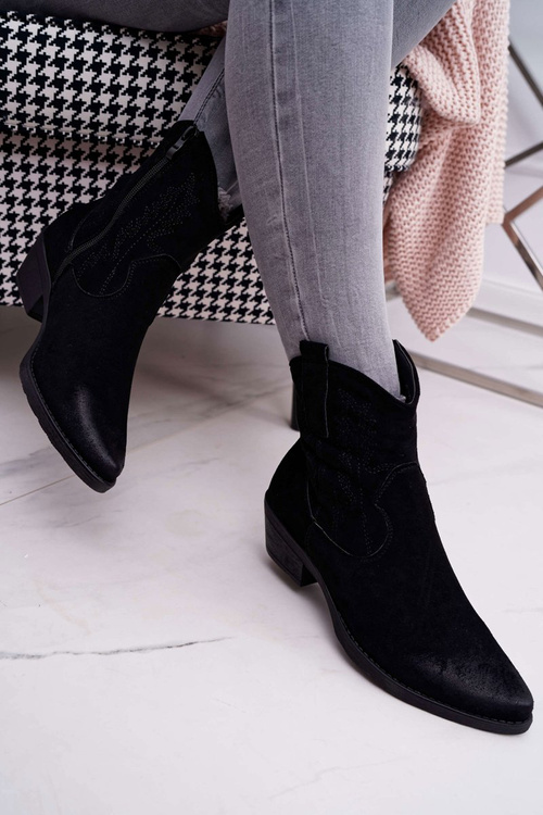 Dámske čierne kovbojské topánky čierne ferders