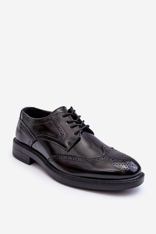Pánske elegantné lakované čierne topánky Gustavo