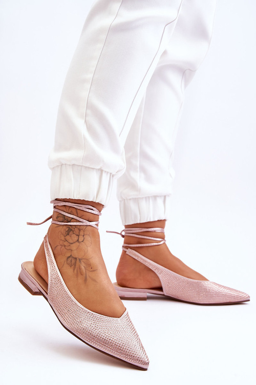 Zviazané baleríny s béžovými kamienkami Mavis