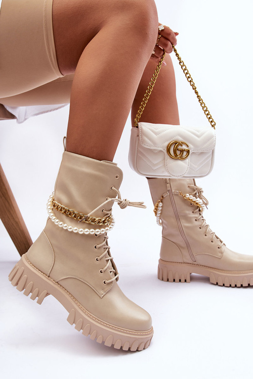 Kožené vysoké -repa -béžové béžové mená pomenované