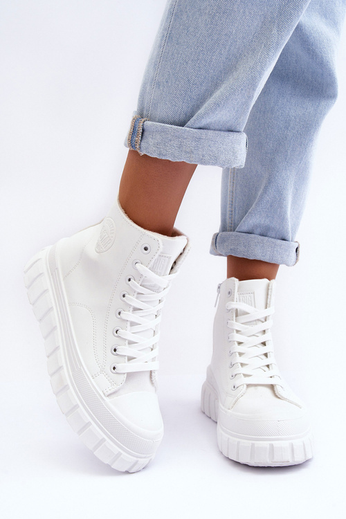 Ocieplané Kožené Tenisky Na Zip Big Star MM274624 Bílé