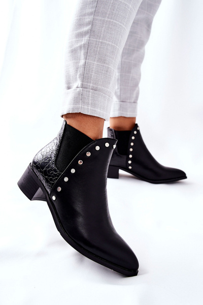 Dámsky vysoký -prikopávaný Jodhpur topánky čierne Barretos