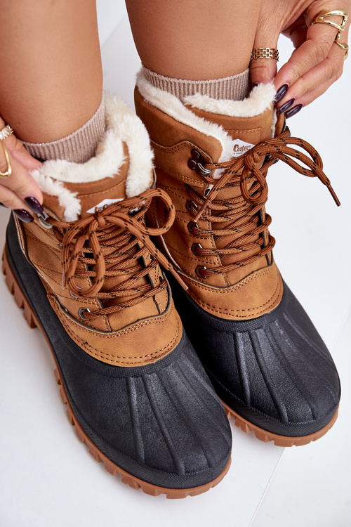 Dámské Sněhule Šněrovací S Kožíškem Lee Cooper LCJ-24-44-2869 Camel