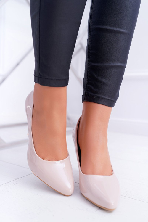 Dámské lodičky na jehlovém Podpatku Sergio Leone lakované béžové Greca