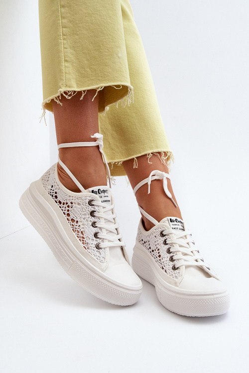 Dámske čipkované tenisky Lee Cooper LCW-23-44-1617 Biele