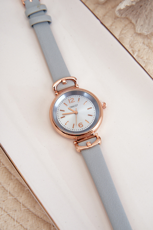 Dámské hodinky na tenkém pásku z ekokůže modré Ernest E62027LR