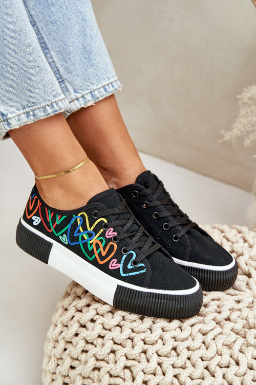 Dámské Tenisky Srdce Černé Fonirea