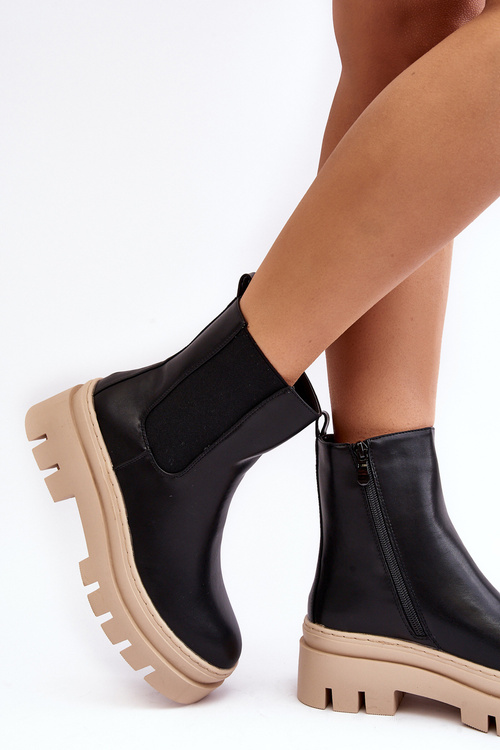 Loretta čierna a béžová kožené topánky