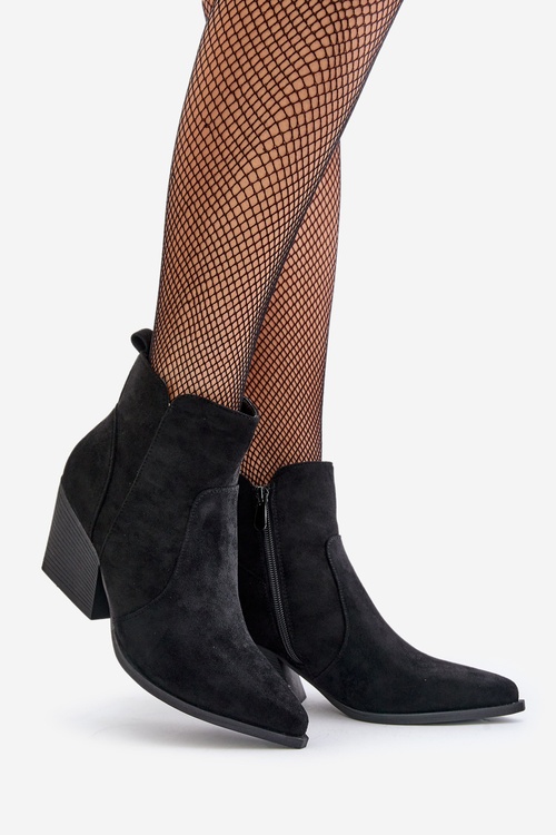 Zateplené Kotníkové Boty Klasického Stylu Eko Semiš Na Zip Černé Virtris