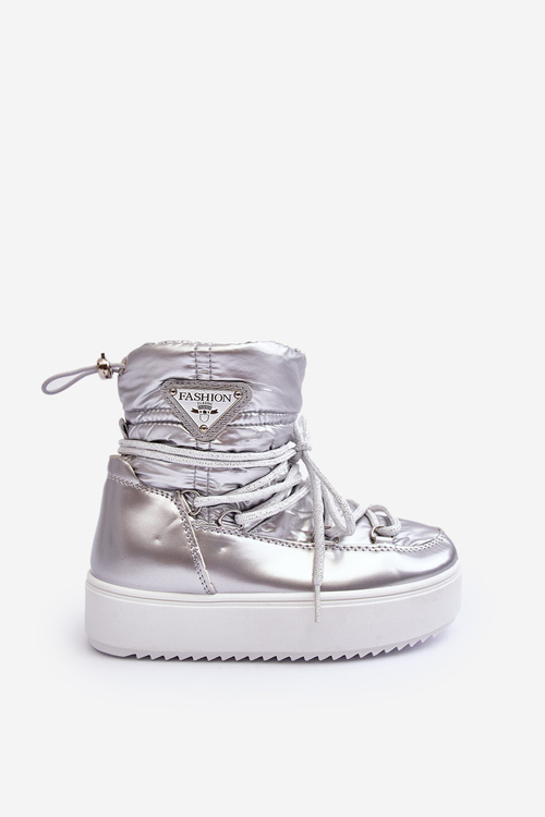 teplé šněrovací boty do sněhu stříbrné Colina