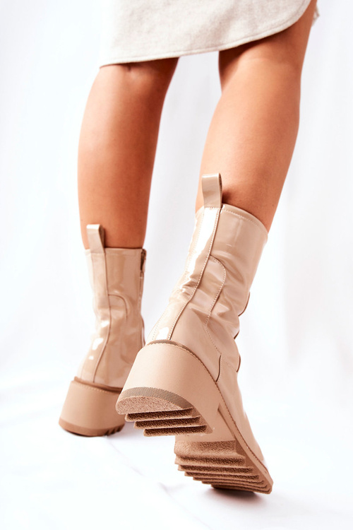 Vysoko lakované vysoké podpätky béžové merelien