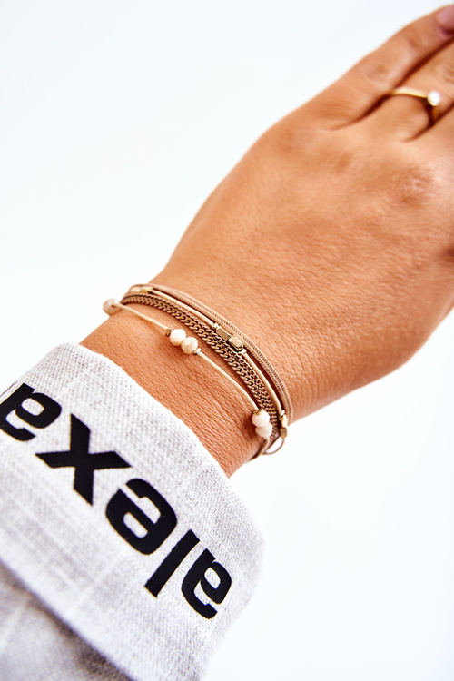 Dámský nastavitelný náramek s krystaly béžove