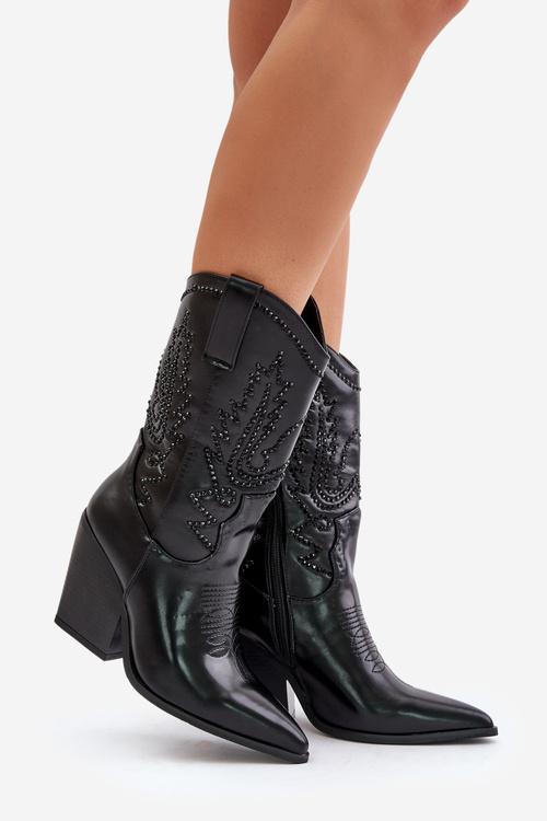 Zateplené Kovářske Topánky Na Podpätku S Ozdobou Čierne Arlitta