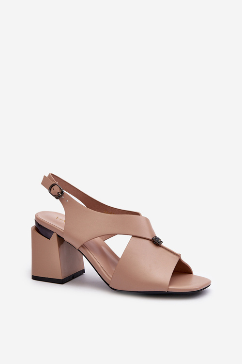 Elegantné dámske sandále na vysokom opätku z ekokože béžové Asellesa