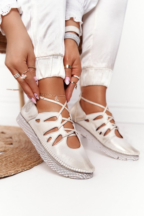 Dámské Polobotky Kožené Maciejka 04449-25 Béžové-Zlaté