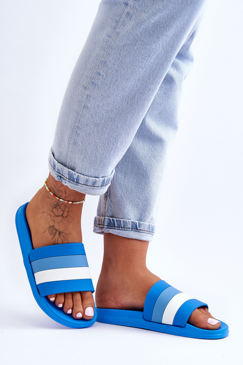 Dámské pruhované pantofle tmavě modré Vision