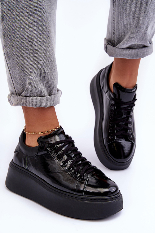 Dámske športové topánky sa lakovali na platforme Black Lemar 10150