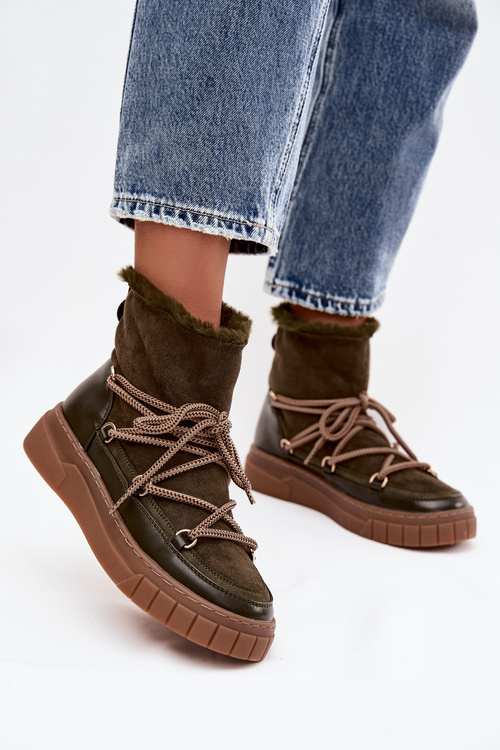 Dámské sněhule s tkaničkami tmavě zelené Isalisse