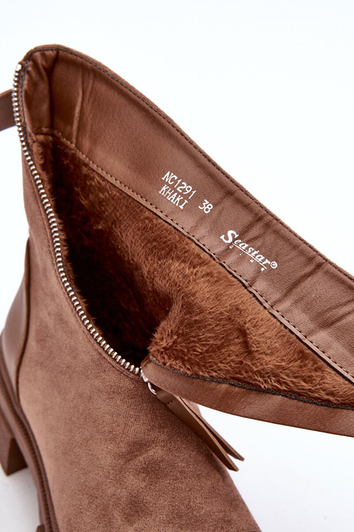 Modní dámské semišové boty na zip tmavě béžové Kandell