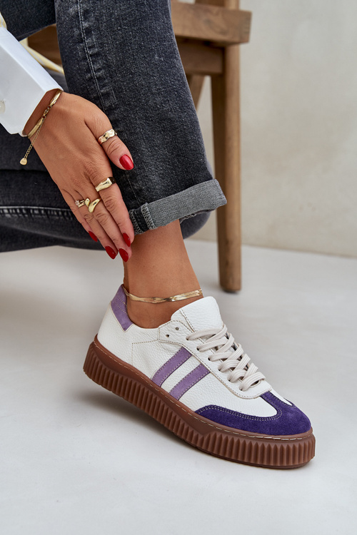 Zazoo N1068 Kožené Nízké Sneakersy Dámské Na Platformě Bílé