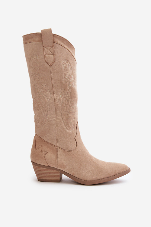 Dámské kačáty na nízkém podpatku z ekologického semiše béžové Ligelia