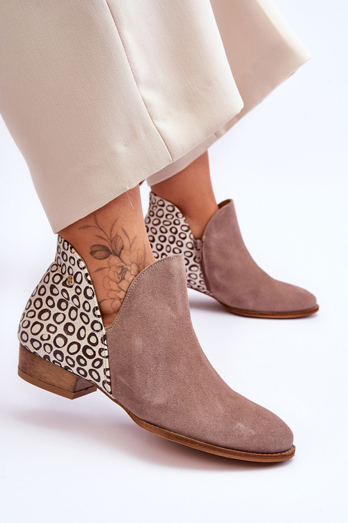 Kožené boty Maciejka s fleky 04091-55 Tmavě béžová