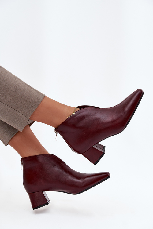 Eko Kožené Dámske Čižmy Na Opätku Bordó Rylina