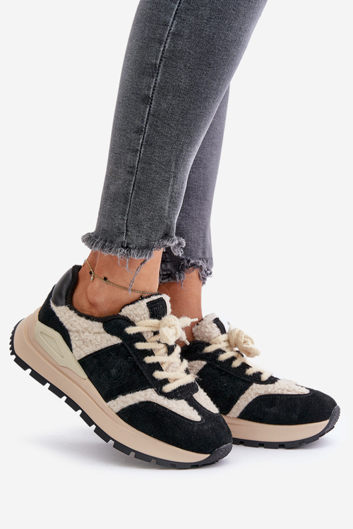 Zateplené dámské kožené sneakersy Big Star OO274A318 HI-POLY SYSTEM černé