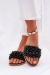 Dámské Plné Sandály S Ozdobnými Perlami Černé Aricca