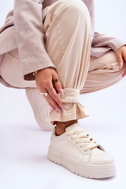 Pohodlné dámske športové topánky na platforme Beige Devan