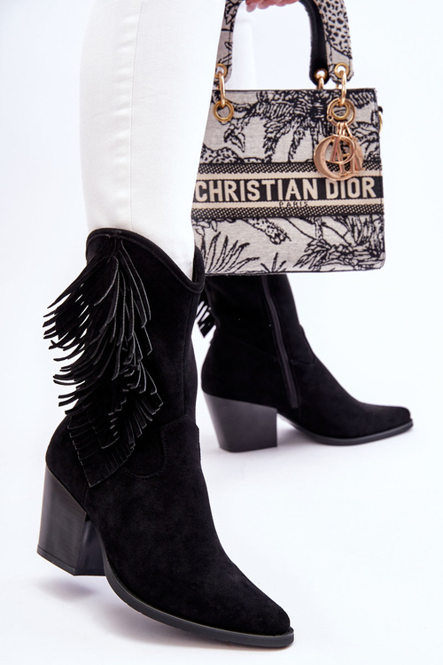 Dámské nízké semišové kovbojské boty Černá Elyse