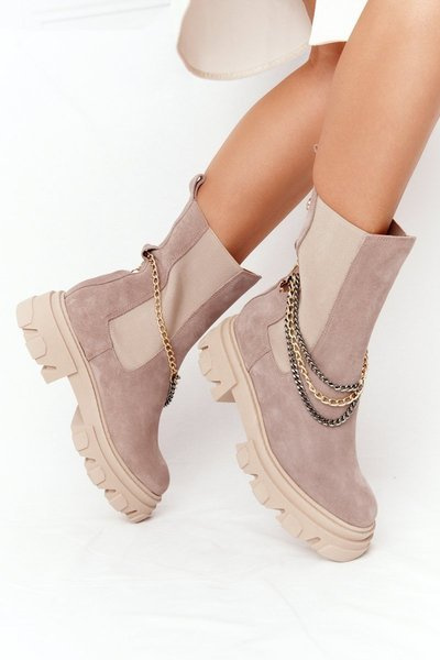 Suede Chelsea topánky lewski topánky 2998-0 béžová