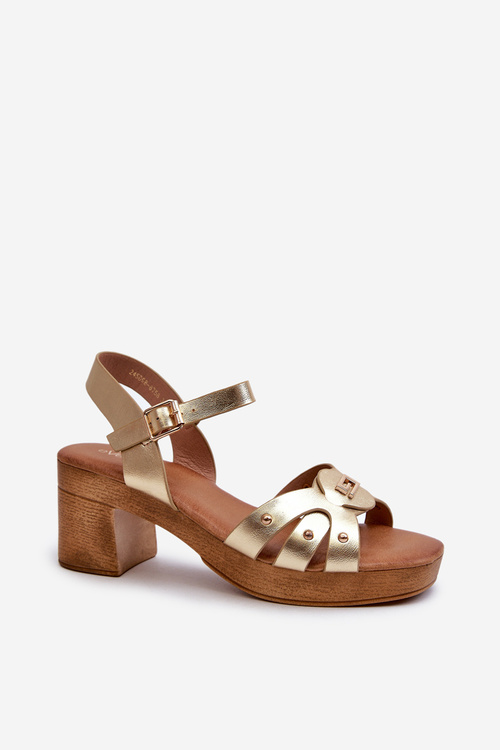Dámské sandály na podpatku z eko kůže zlaté Assames