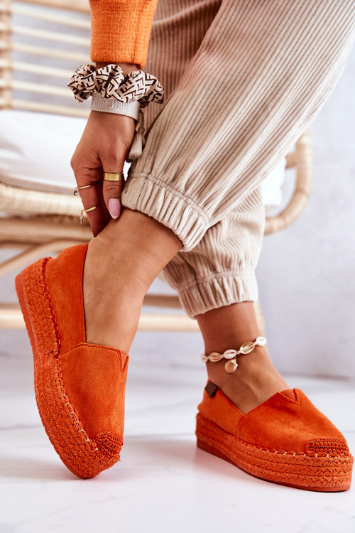 Nazouvací semišové espadrilky oranžove Lesley