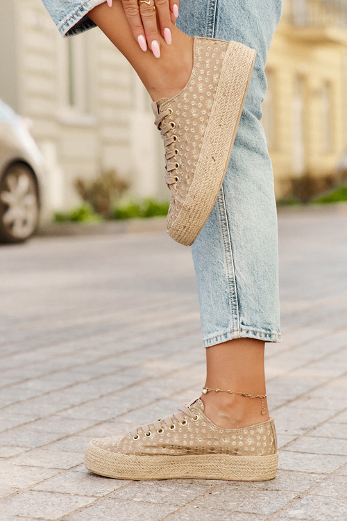 Vzorované dámské tenisky na platformě s pleteninou Lee Cooper LCW-25-08-3646L Khaki