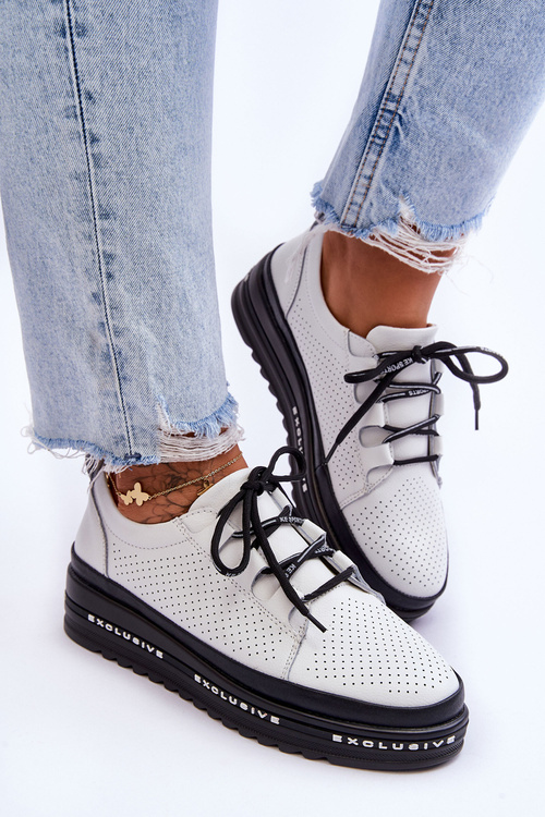 White Leonor Openwork Leather Sports topánky