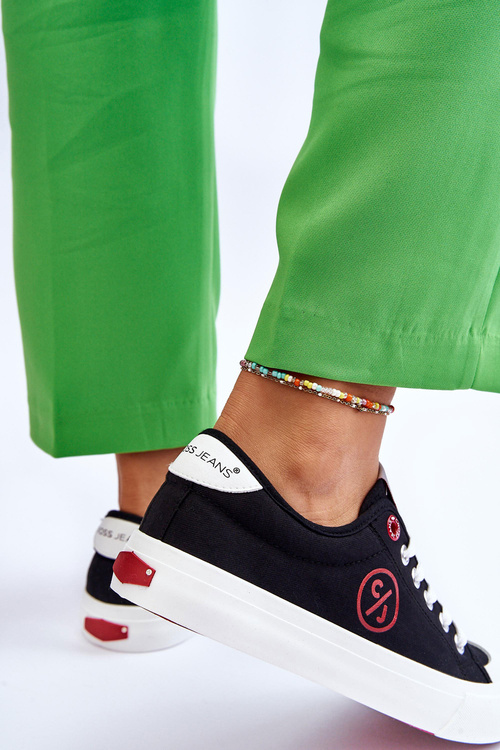 Dámske materiálne tenisky krížové džínsy LL2R4044 čierne