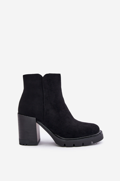 Eko Velurové Botky Na Podpatku Černé Cediona