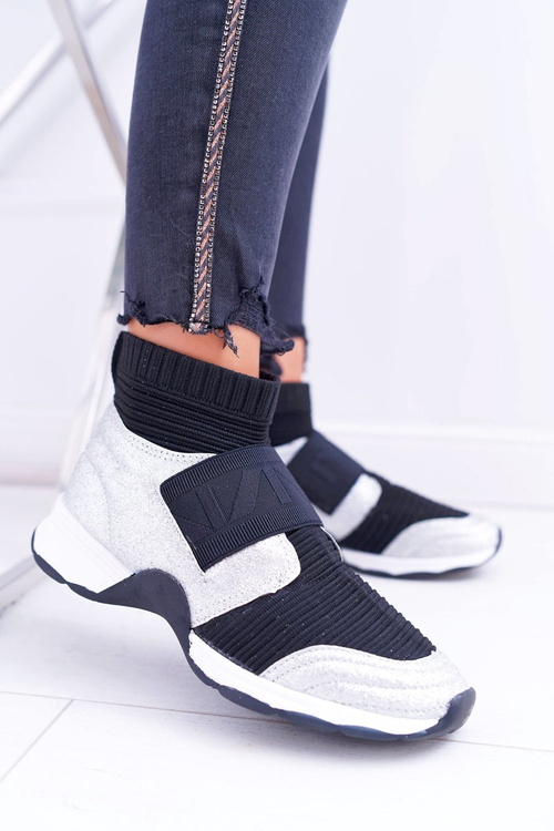 Dámske športové topánky Lu Boo so striebornou fantómovou trblietavou ponožkou